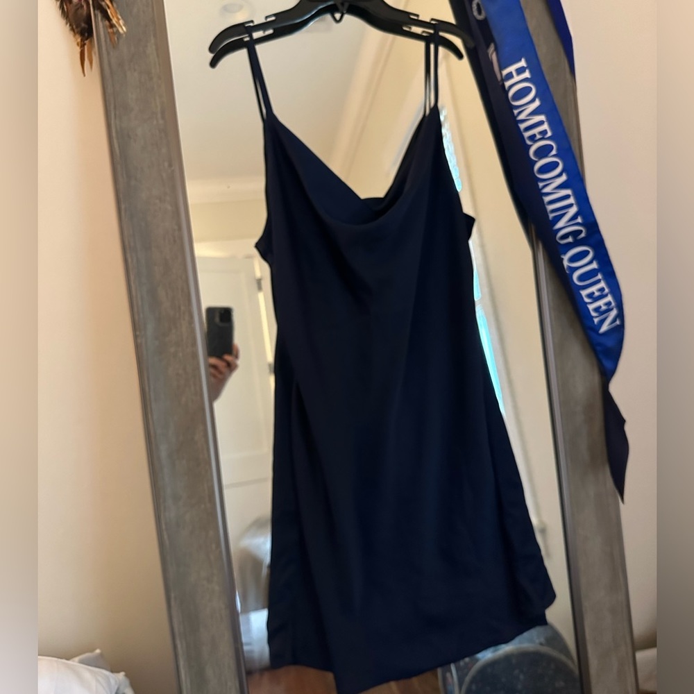 Urban Outfitters Silk Navy Slip Dress
